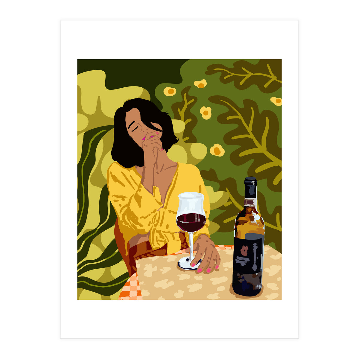 Wine is the answer.What was the question? Drinks Vacation Travel Modern Bohemian Black Woman Fashion  (Print Only)