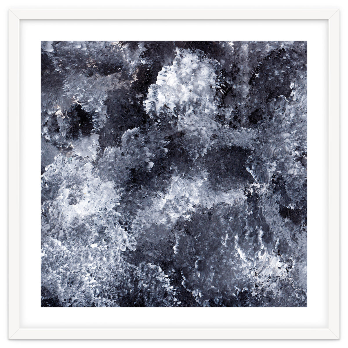 Modern Black White Acrylic Paint Brushstroke Ocean Waves