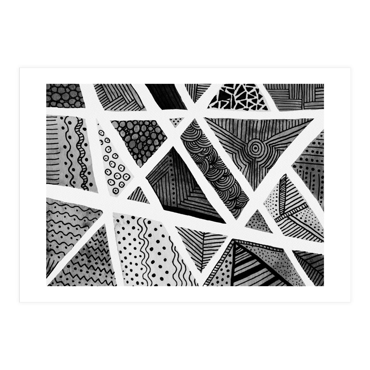 Geometric doodle pattern in black and white (Print Only)
