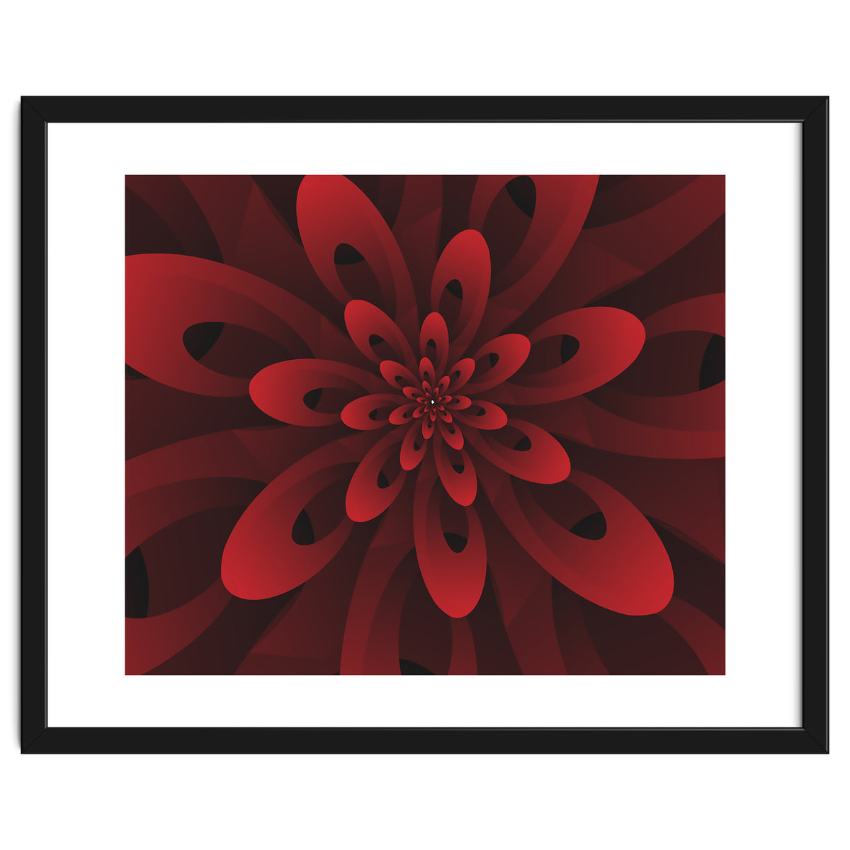 Abstract Digital Modern Red Floral 3D ART