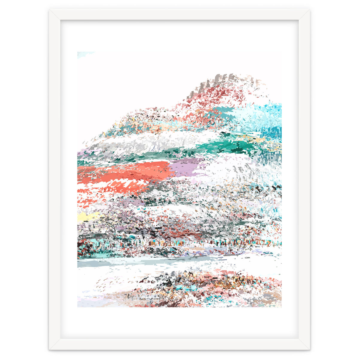 The Snow Mountain, Abstract Nature Digital Painting, Scandinavian Landscape Winter Travel