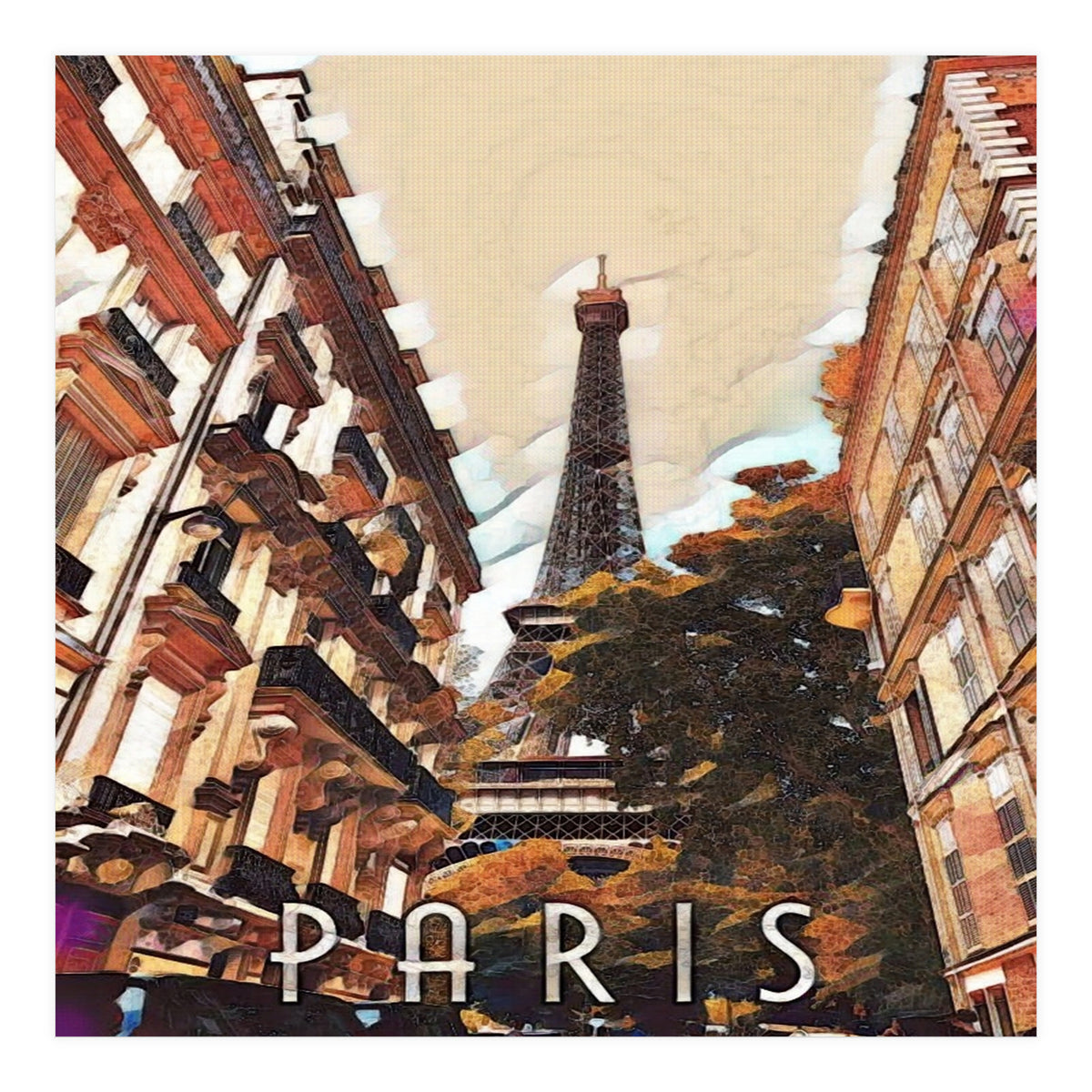 Paris, Eiffel tower street view. (Print Only)