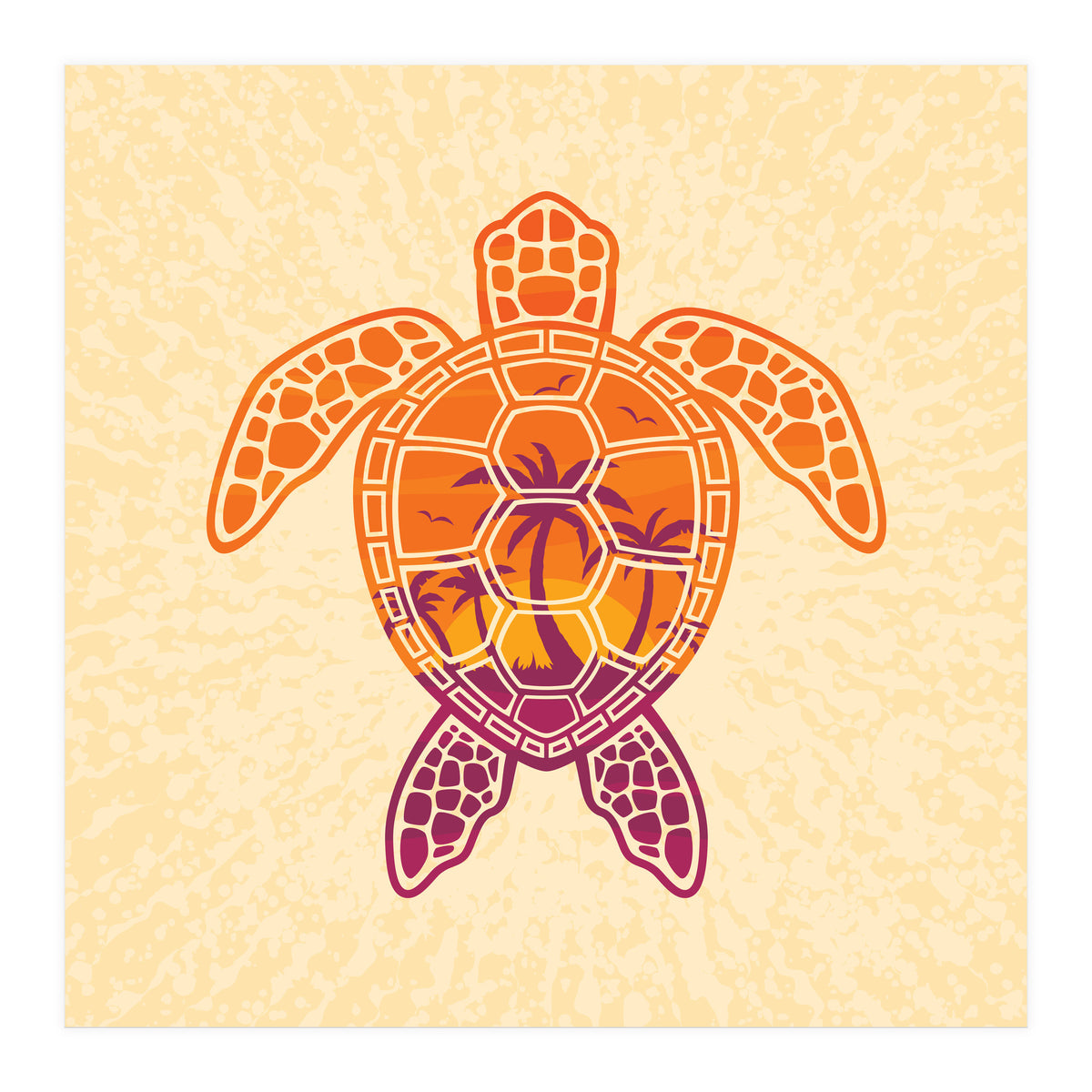 Tropical Sunset Sea Turtle Design (Print Only)