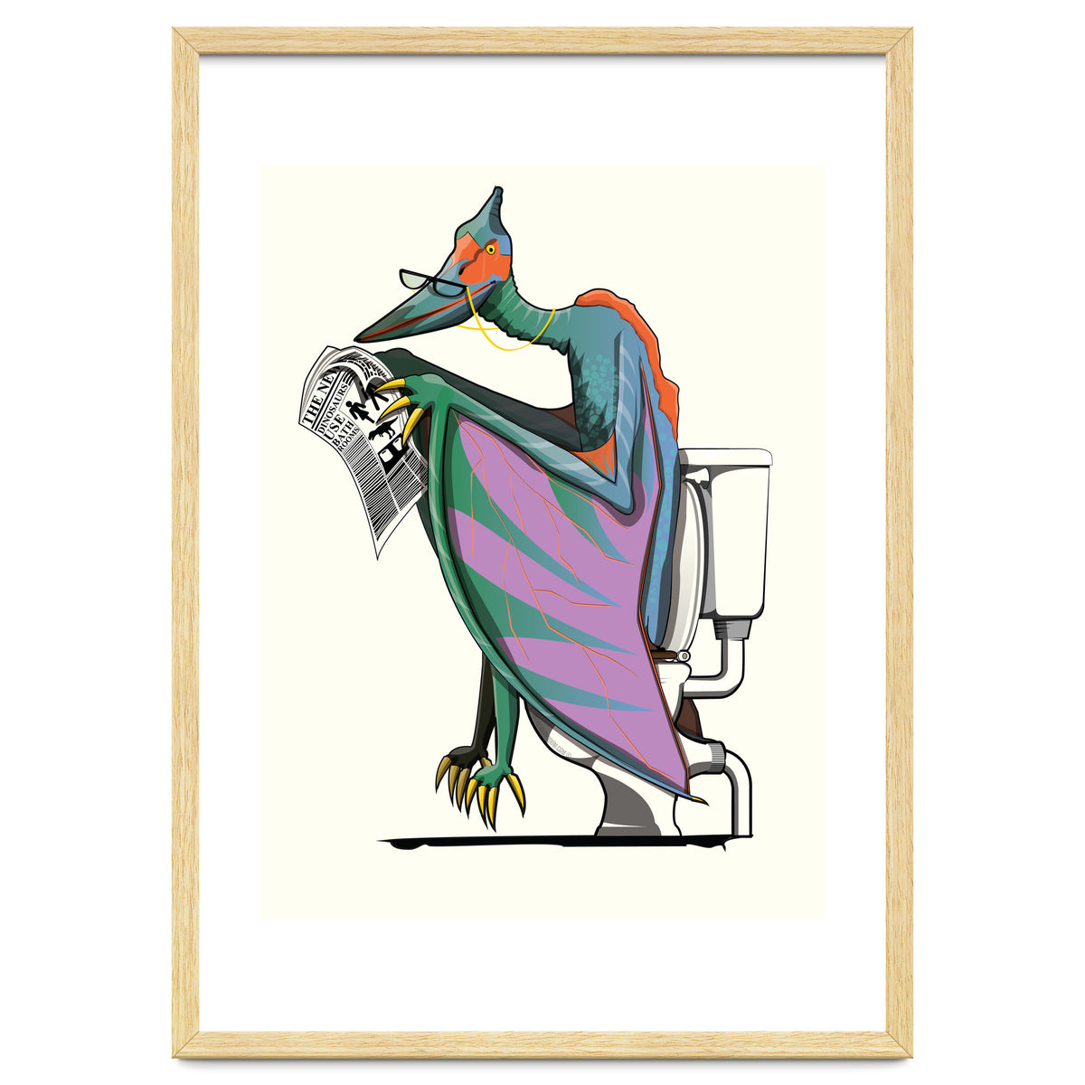 Dinosaur Pterodactyl on the Toilet, Funny Bathroom Humour