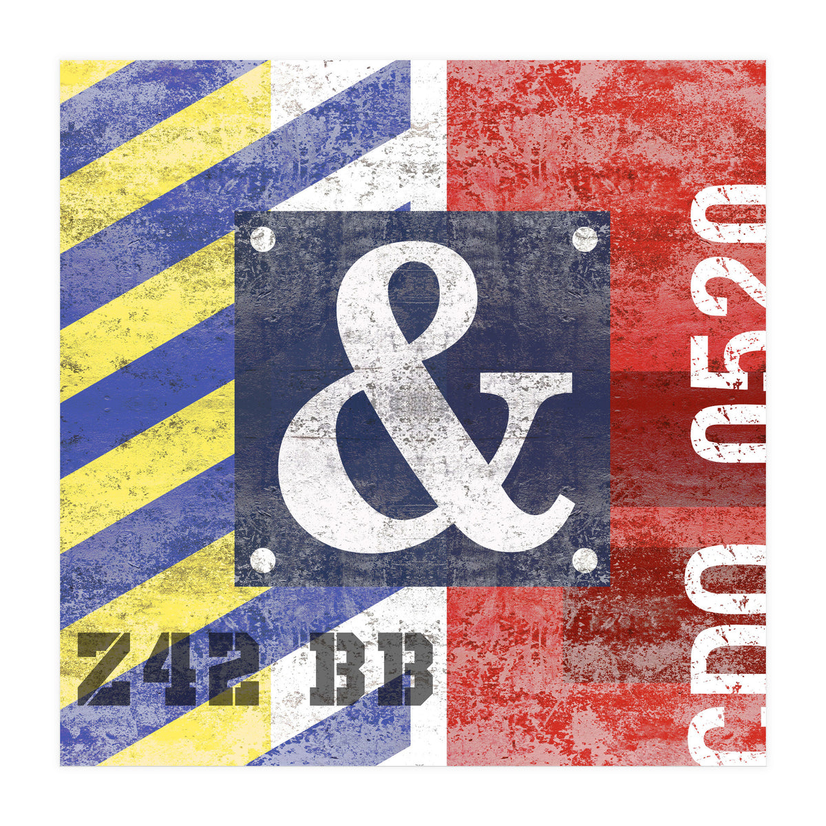 Blue Ampersand Industrial Abstract (Print Only)