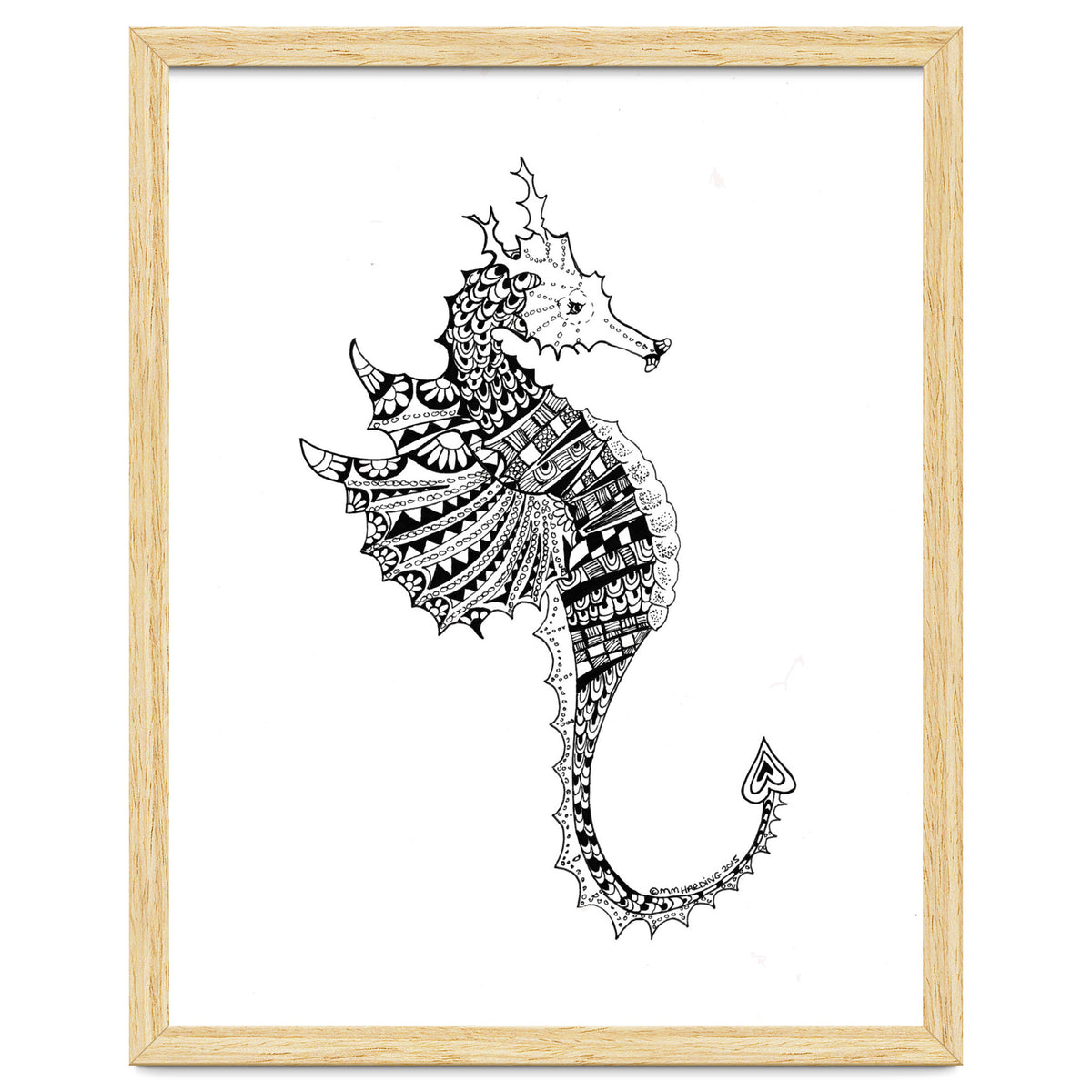 Seahorse Dragon Zen Doodle