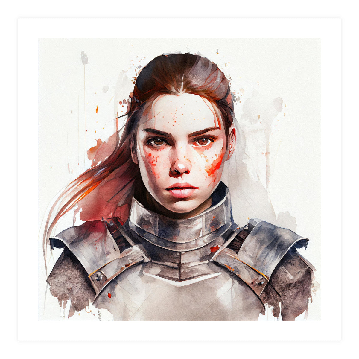 Watercolor Medieval Soldier Woman #2 (Print Only)