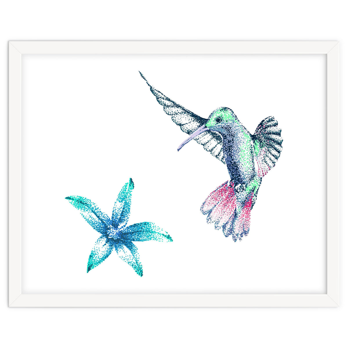 Green Hummingbird And Tropical Flower
