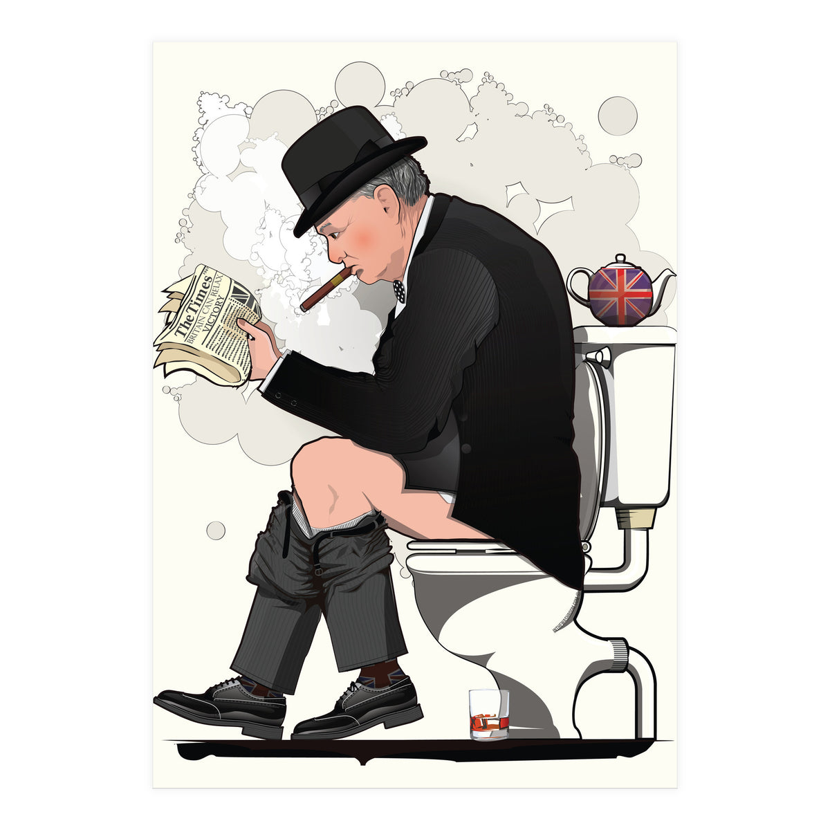 Churchill on the Toilet, Funny Bathroom Humour (Print Only)