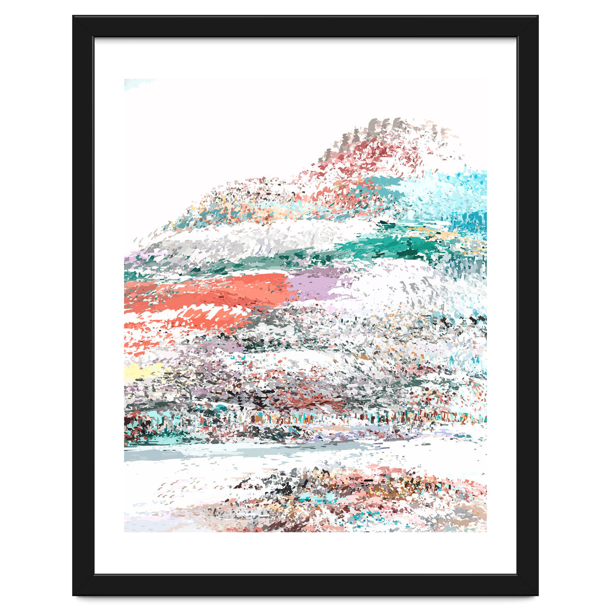 The Snow Mountain, Abstract Nature Digital Painting, Scandinavian Landscape Winter Travel
