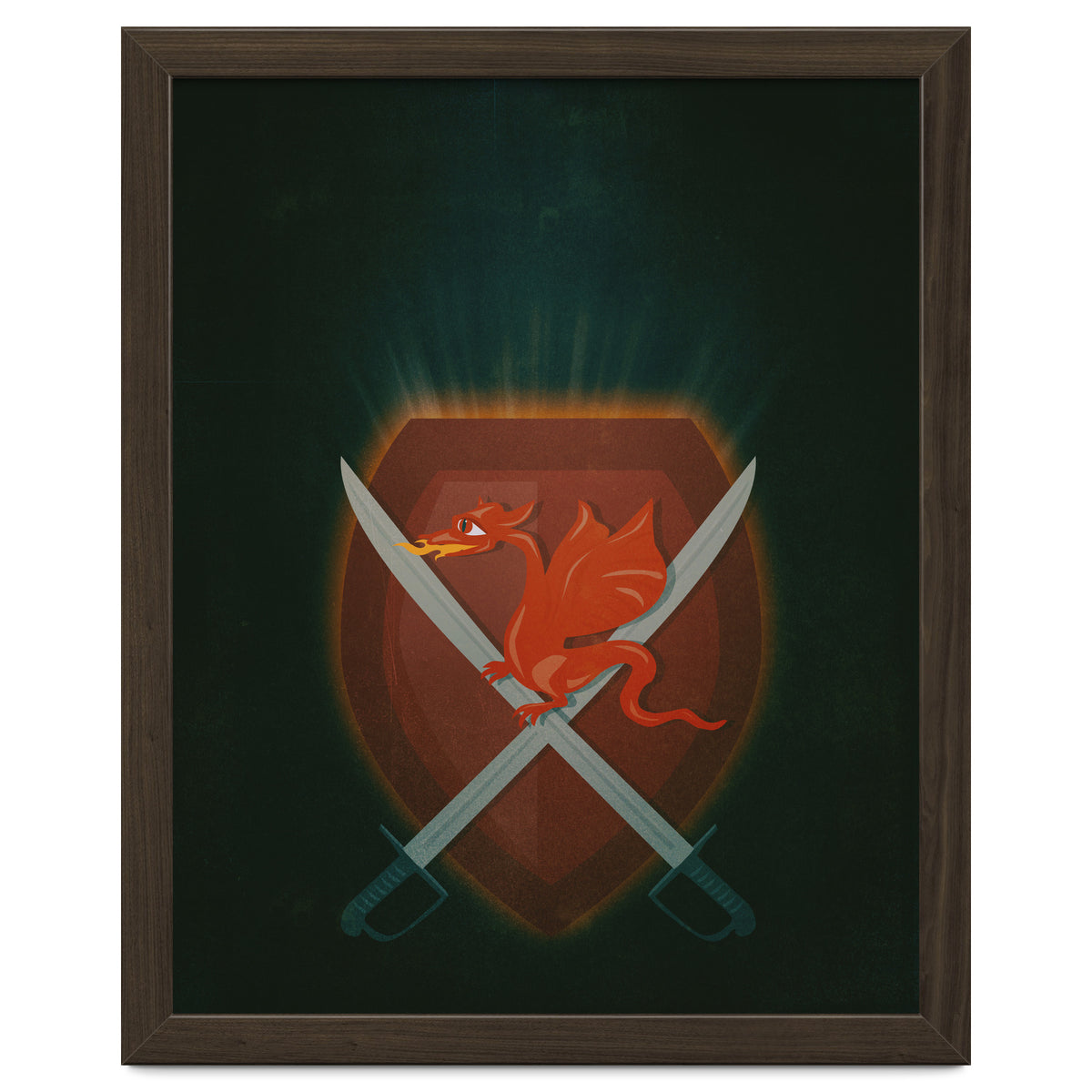 Heraldic dragon and cutlasses