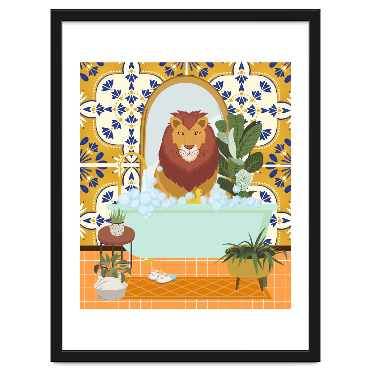 Lion Bathing in Moroccan Style Bathroom