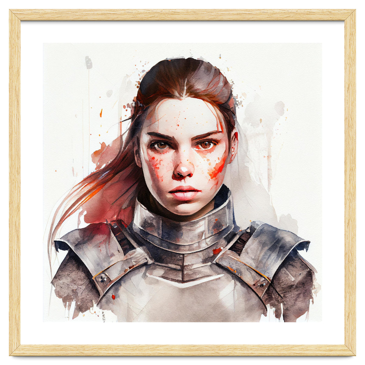 Watercolor Medieval Soldier Woman #2