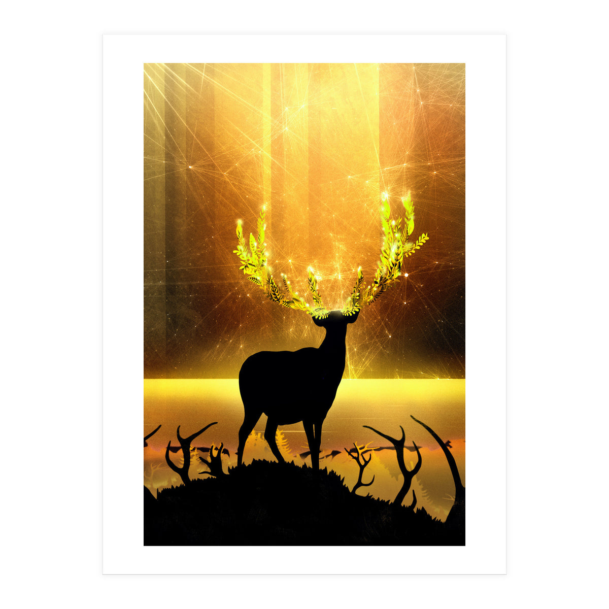 Greenery Deer Golden Sun (Print Only)