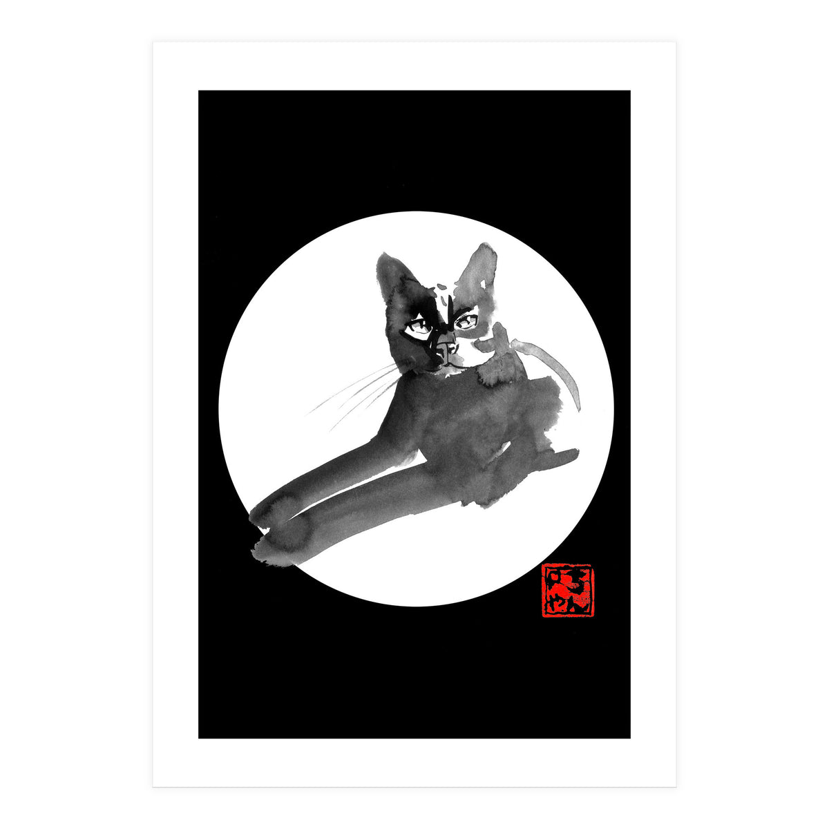 Laying Cat in white (Print Only)