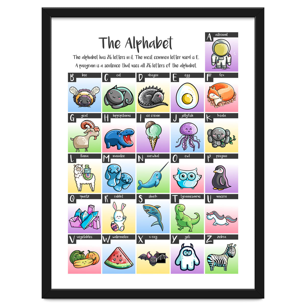 The Alphabet in Kawaii Cute Style