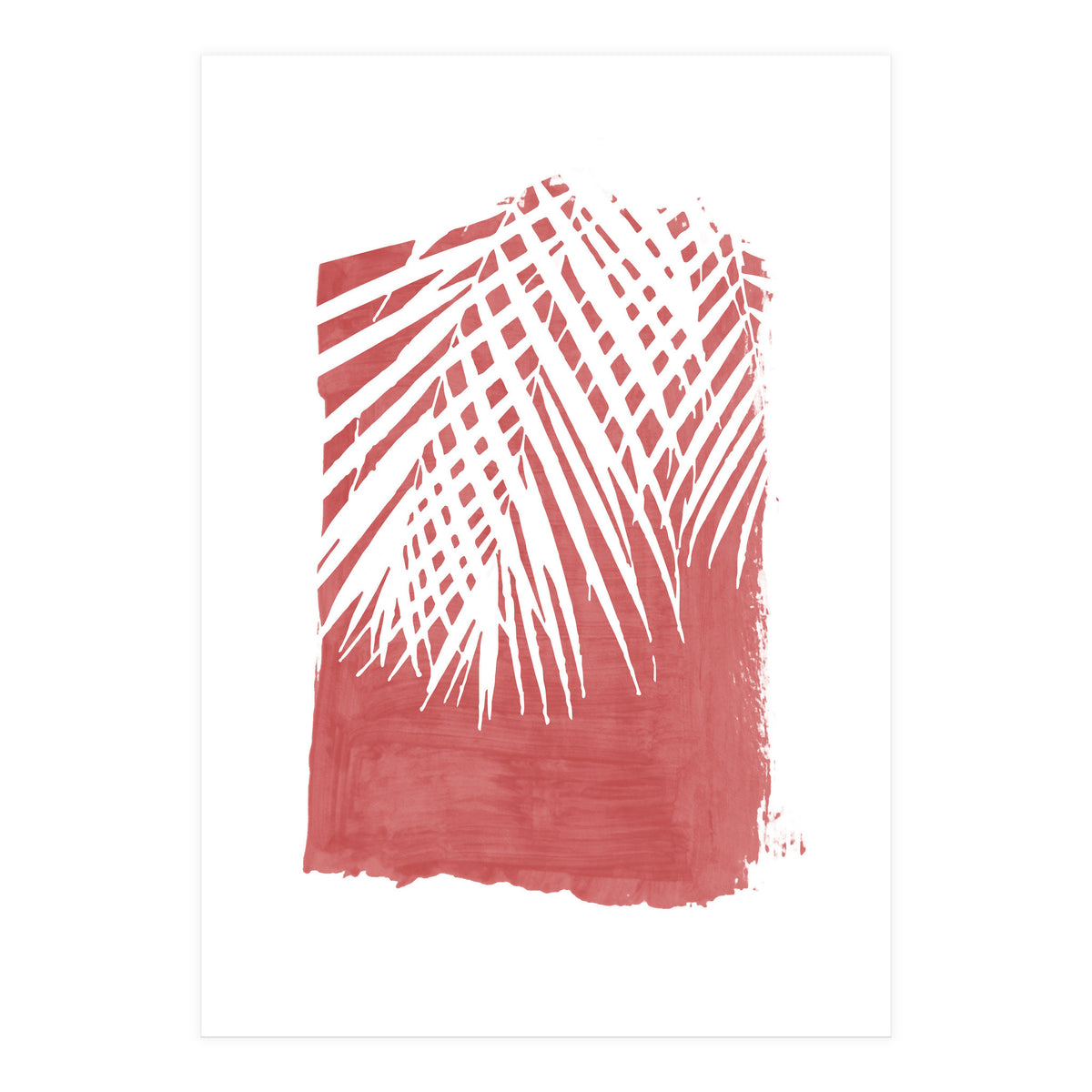 Palm Leaves On Red (Print Only)