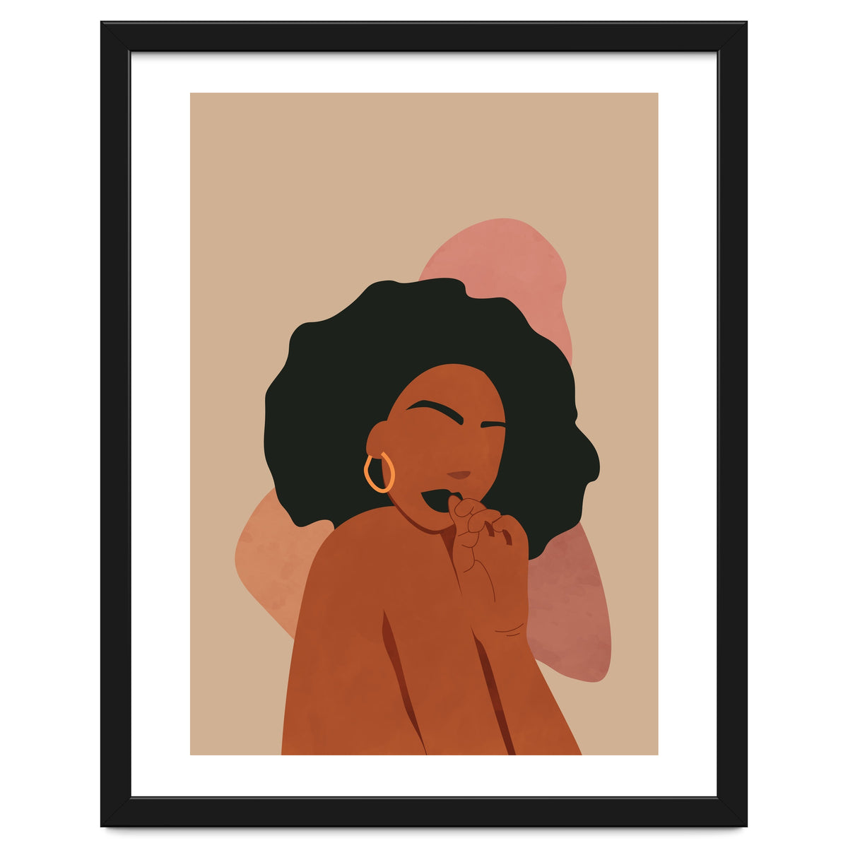 Black Woman Portrait Abstract Boho