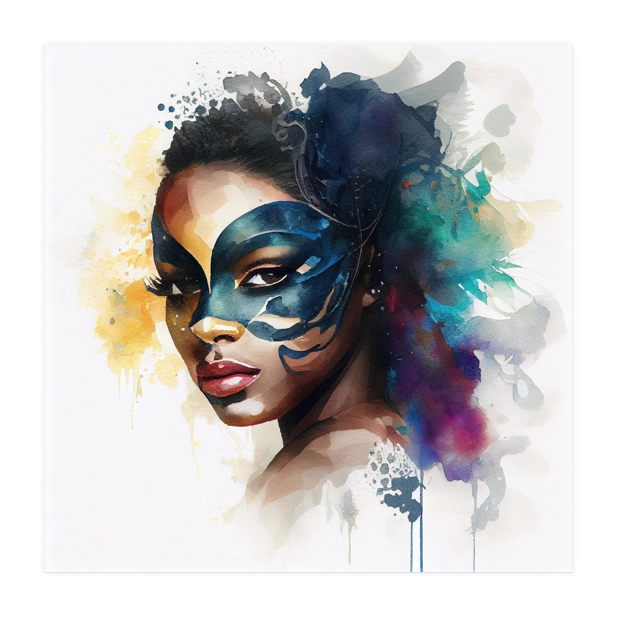 Watercolor Carnival Woman #5 (Print Only)