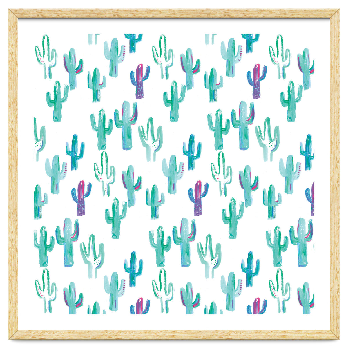 All Over Painted Cacti Mint And Pink