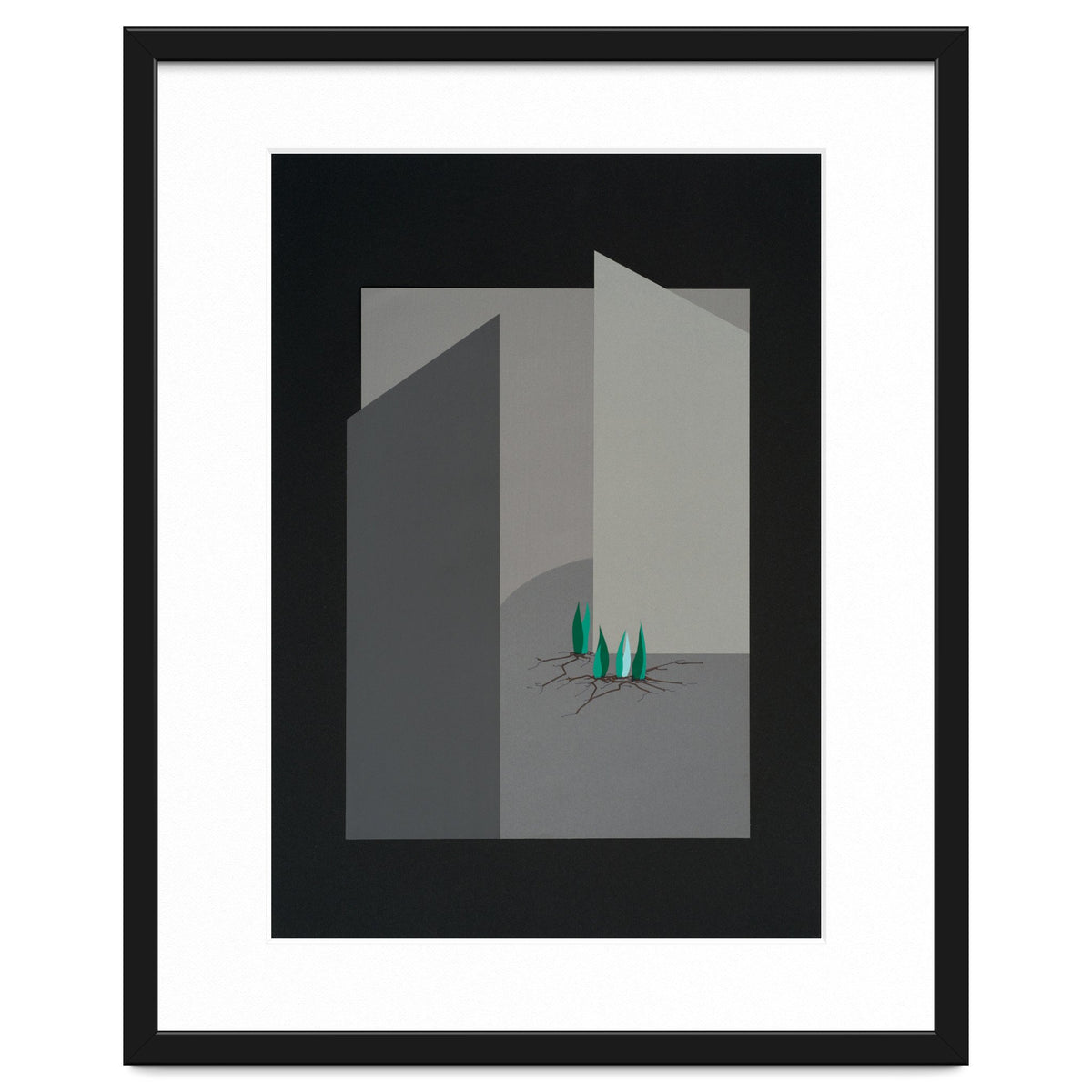 Small sprouts in concrete landscape.