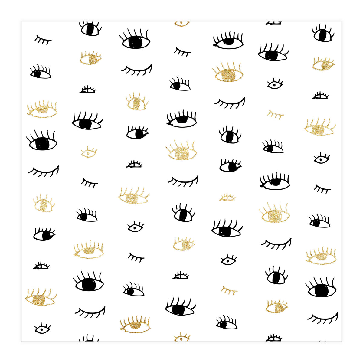 Gold and black eyes and lashes pattern (Print Only)