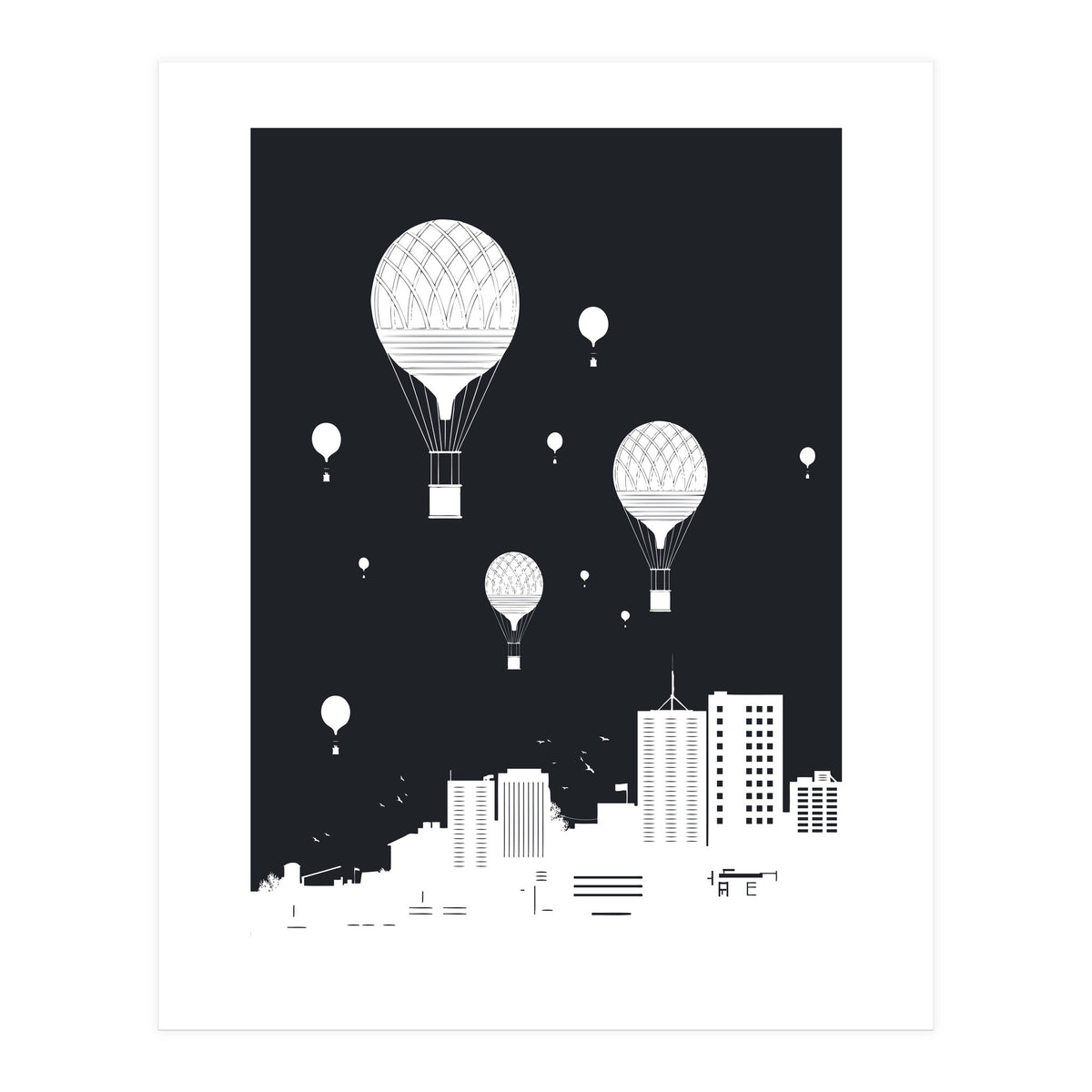 Balloons And The City (dark version) (Print Only)