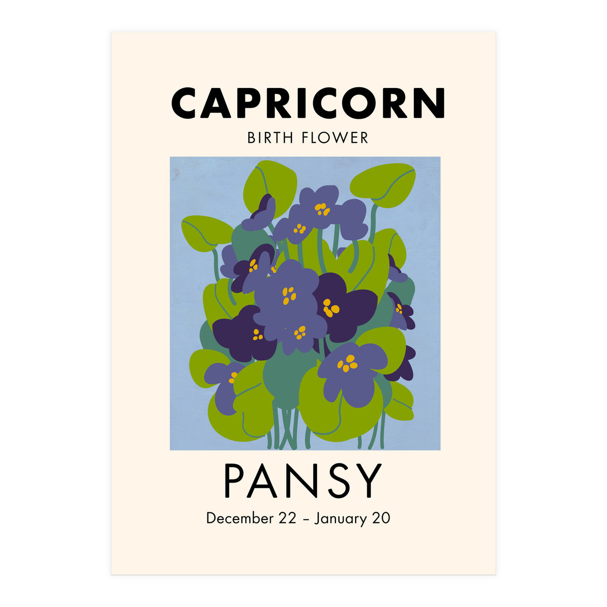 Capricorn Birth Flower Pansy (Print Only)
