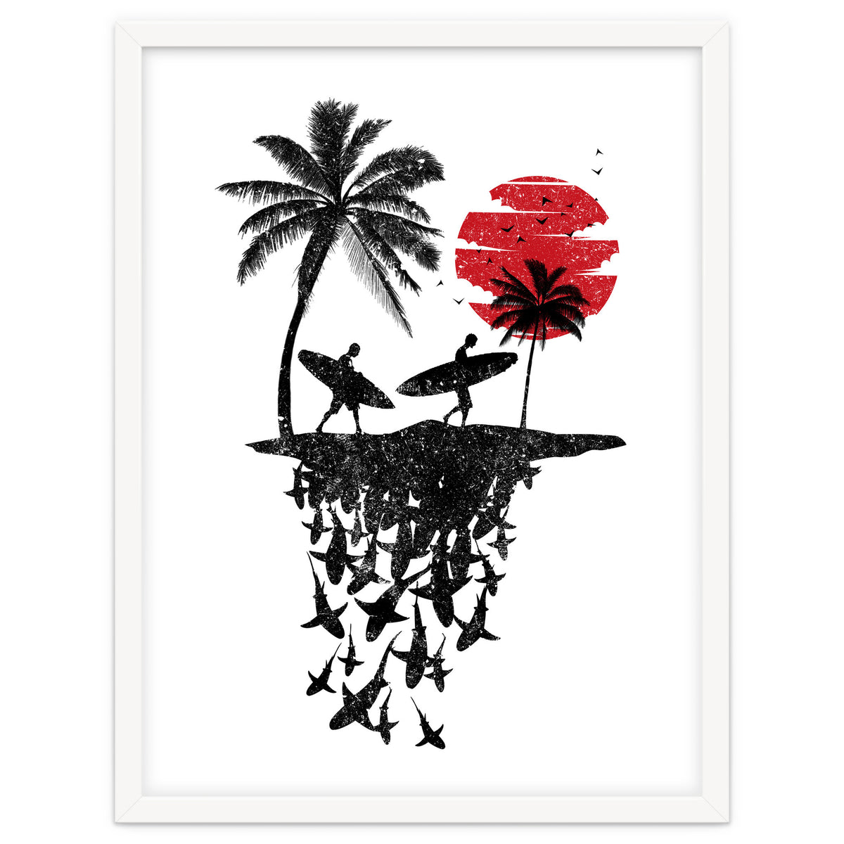 Surfer island sharks