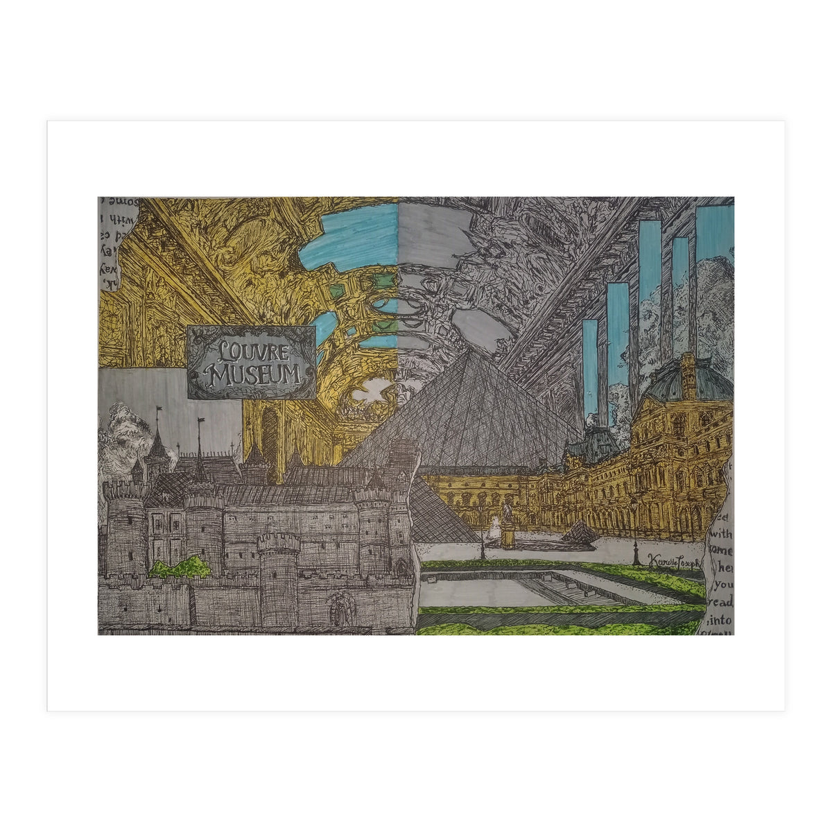 Louvre Museum Coloured (Print Only)