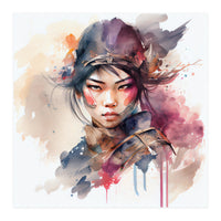 Watercolor Asian Warrior Woman #3  (Print Only)
