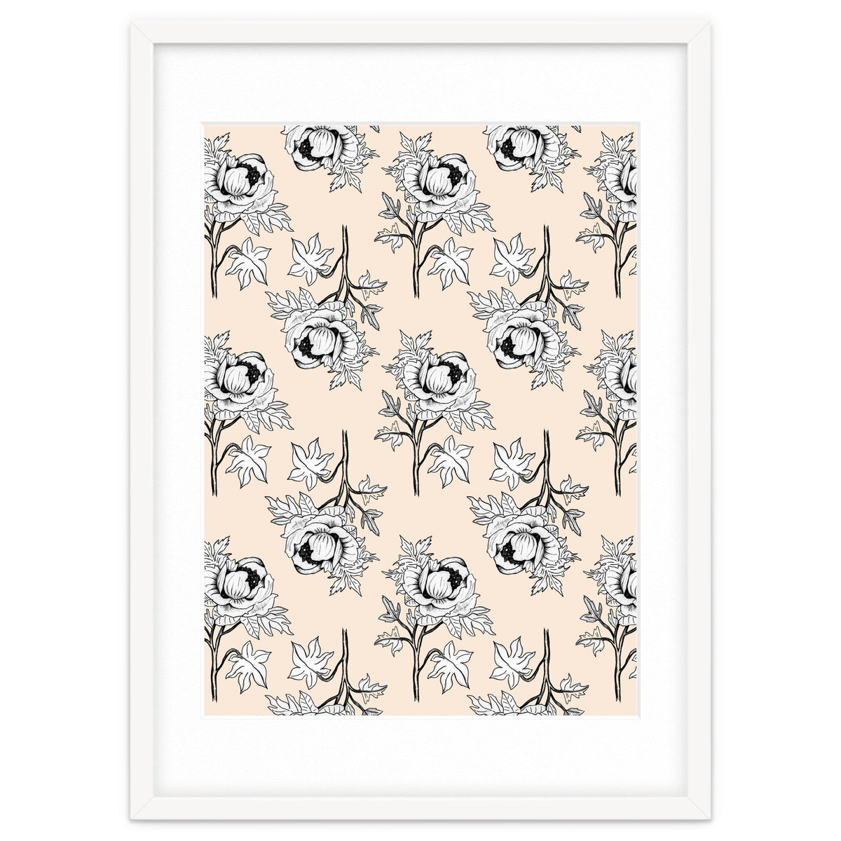 Drawing pattern of roses to pencil on beige