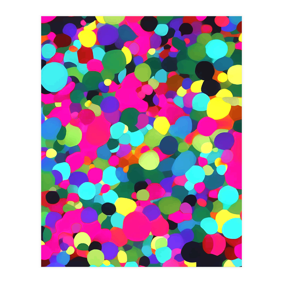 A Mess Of Colors, Eclectic Colorful Water Balloons, Fun Party Confetti Polka Dots Painting (Print Only)