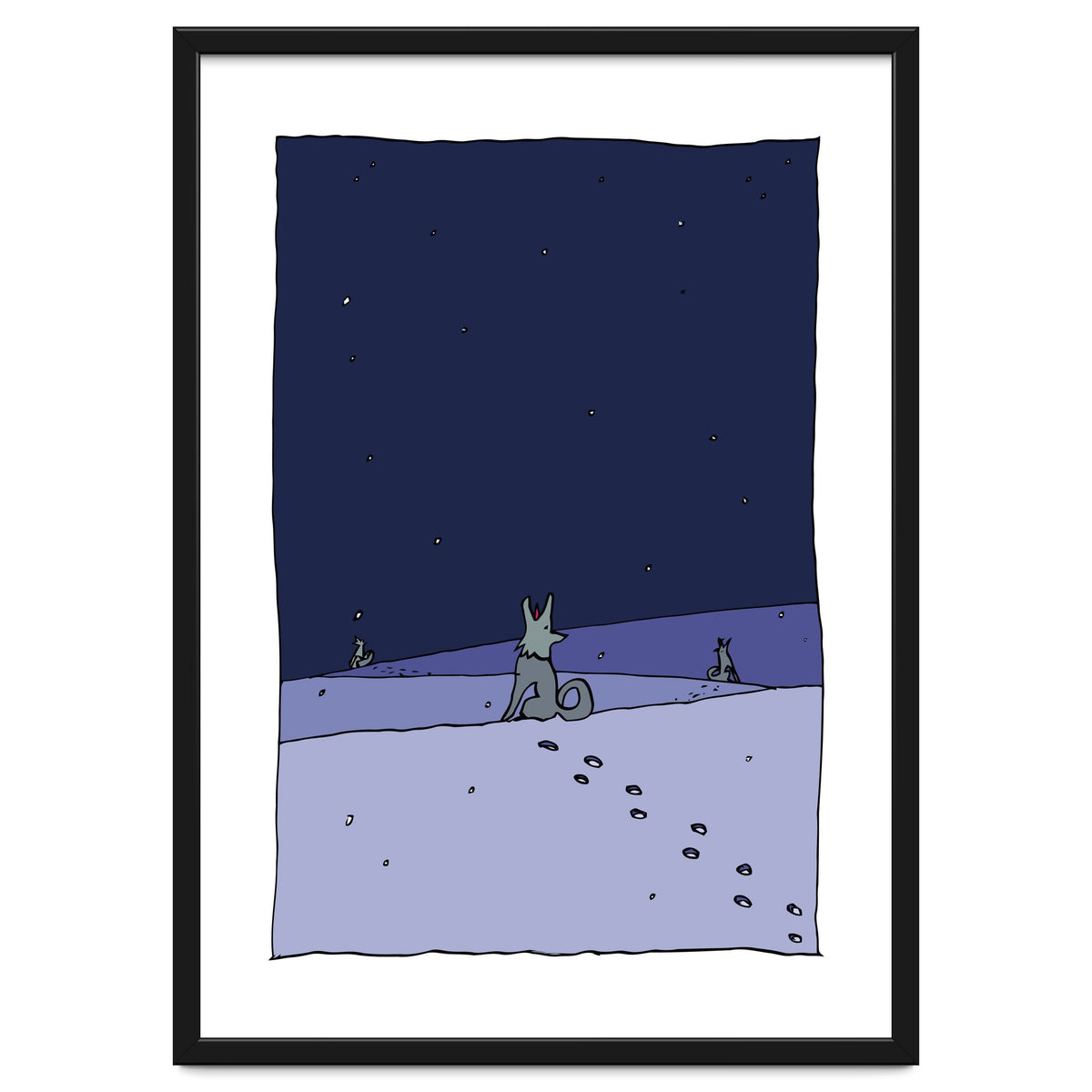 Dogs in Winter Night