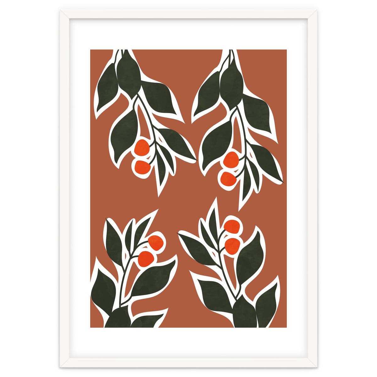 Red Cherry Leaf Boho Botanical II