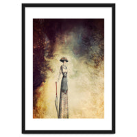 VINTAGE FASHION LADY IN ABSTRACT FOREST I