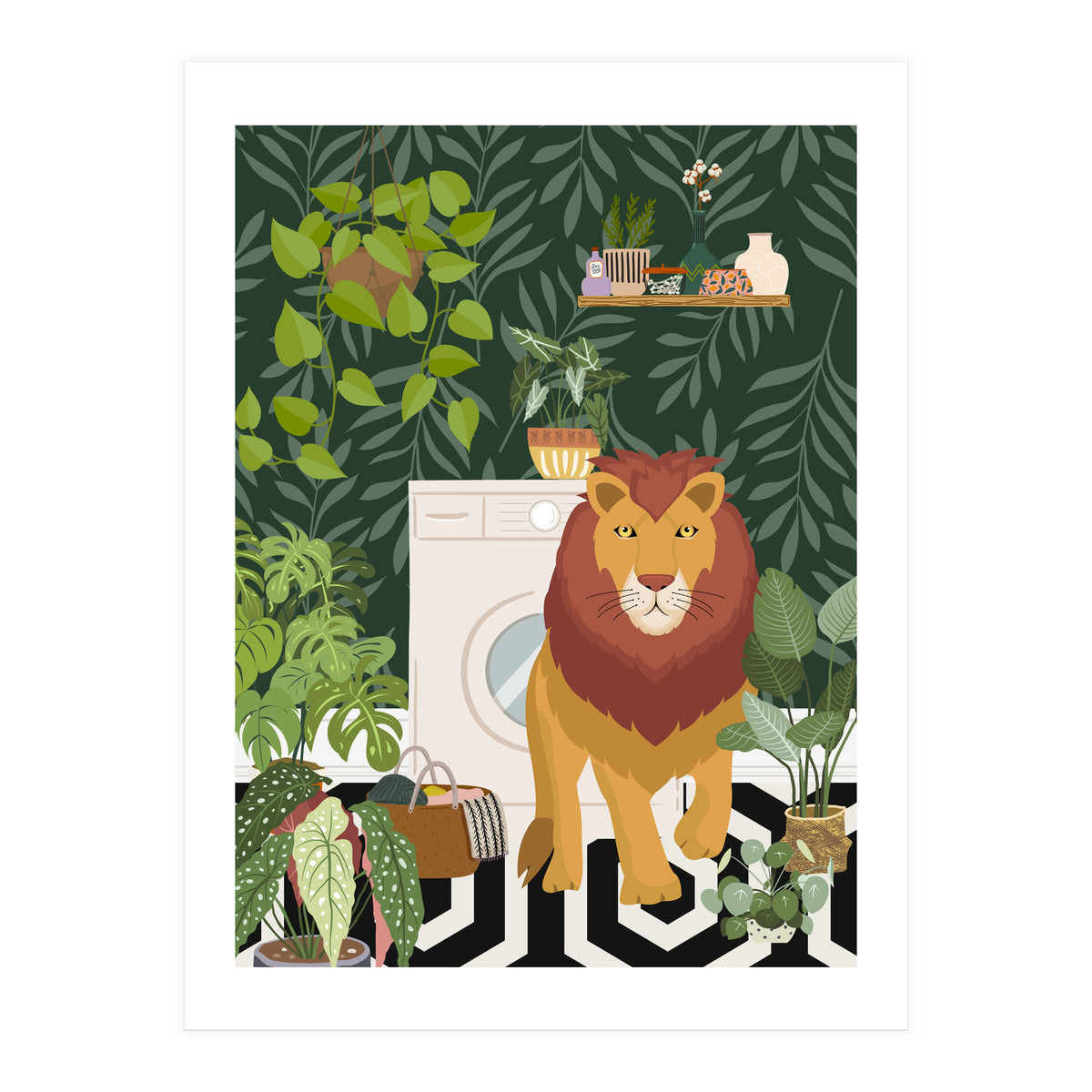 Lion in Laundry Room (Print Only)