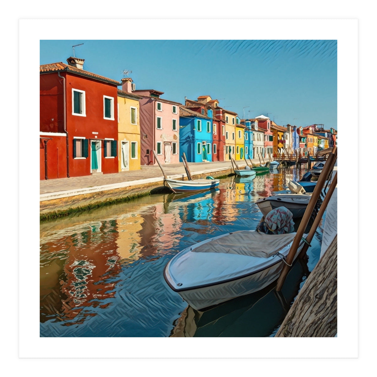 Boats In Venice Colorful Italy (Print Only)