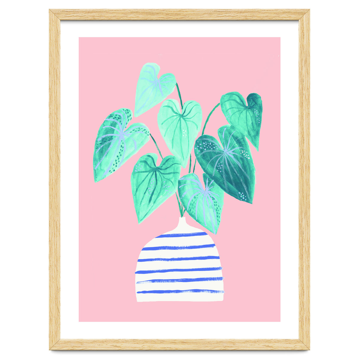 minimal house plant painting in stripy vase