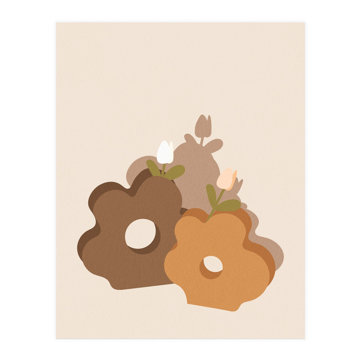 Tulip Flower Boho Neutral Beige (Print Only)