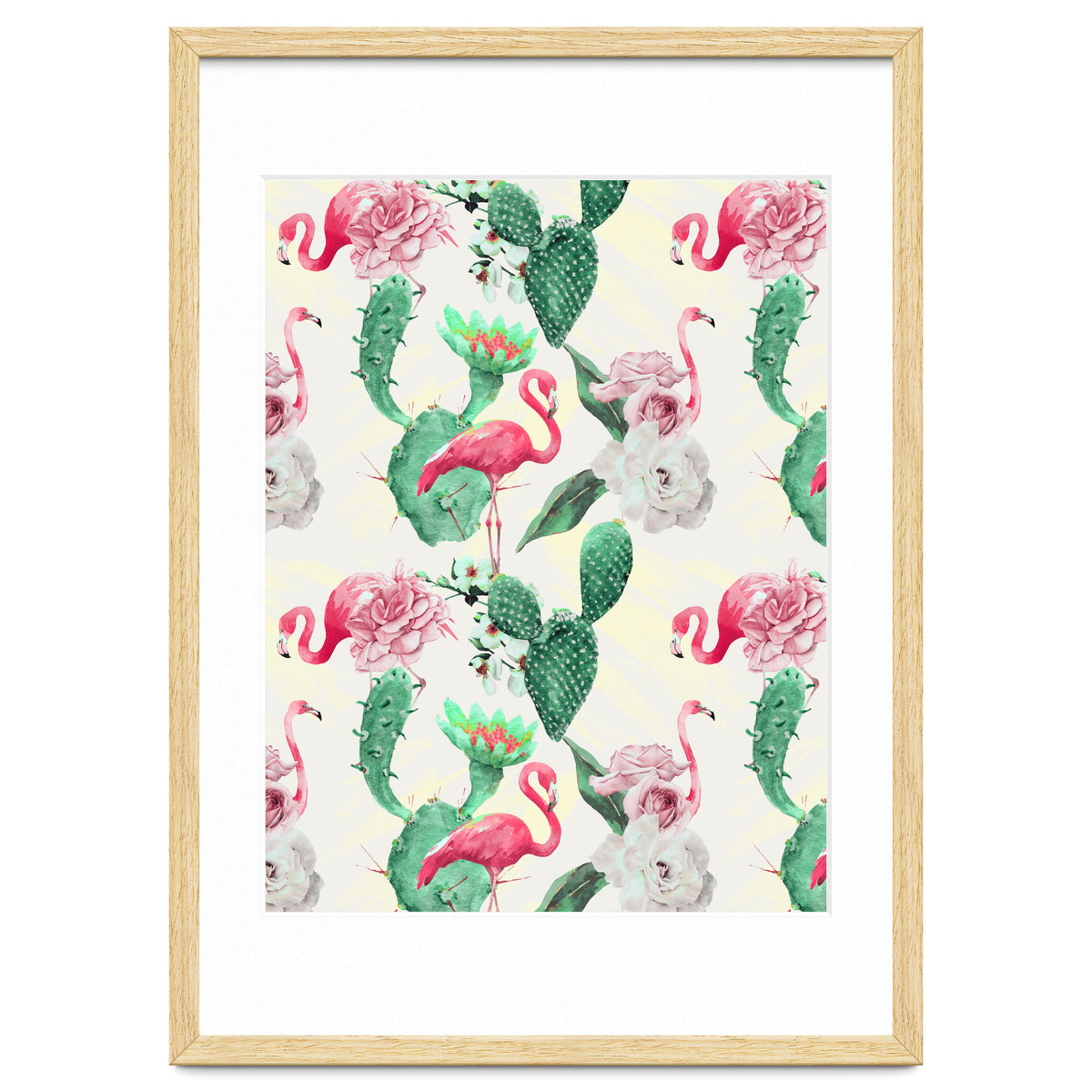 Flamingos, geometric and flowers