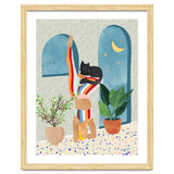 Headstand, Cat Yoga, Active Woman Workout, Eclectic Colorful Pets Terrazzo thumbnail