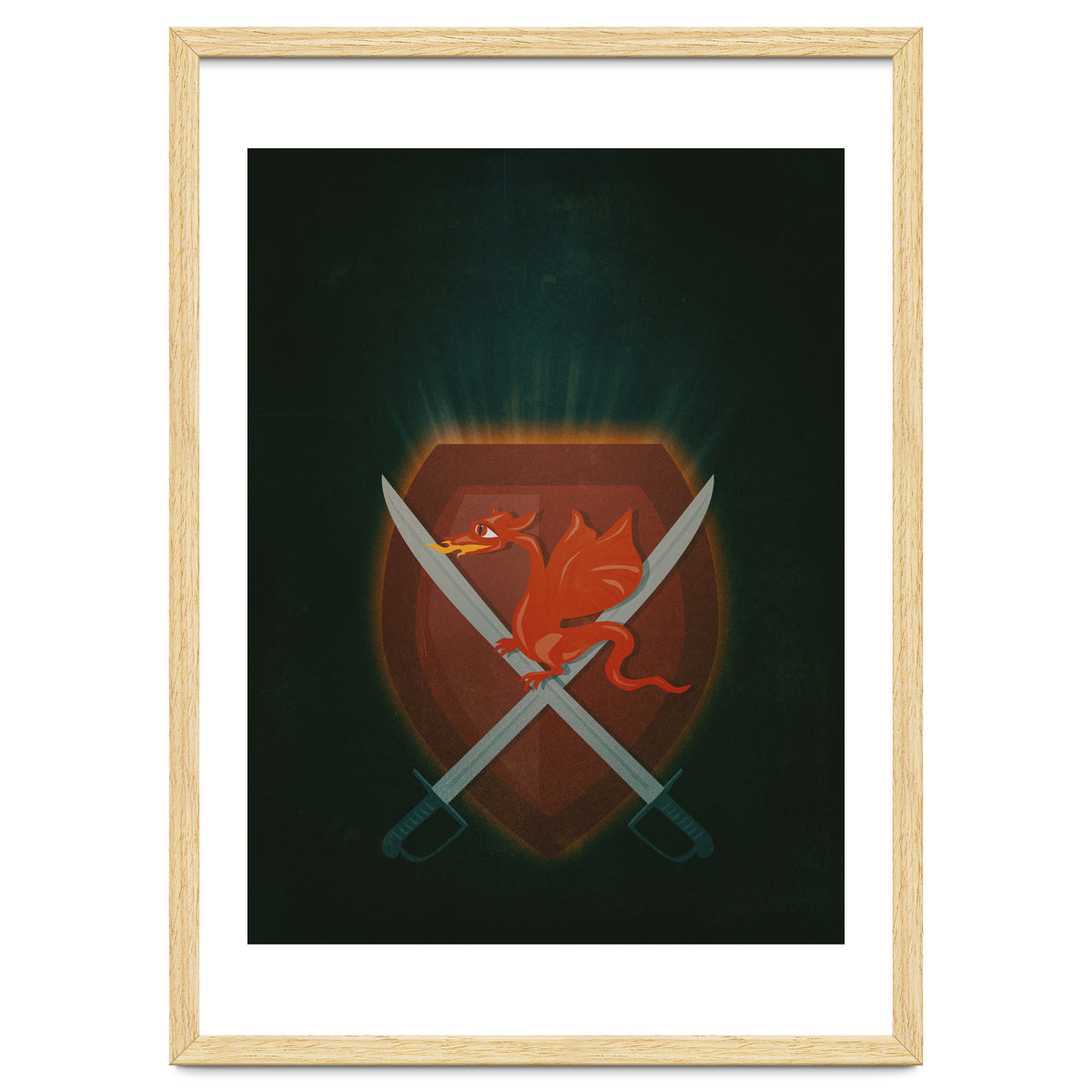 Heraldic dragon and cutlasses