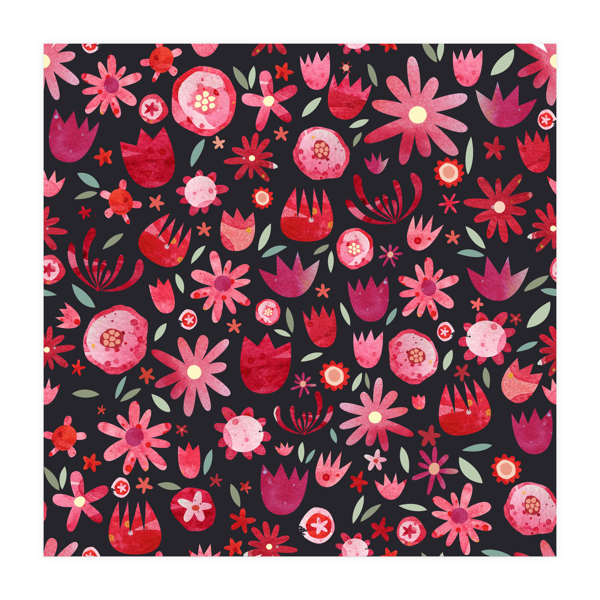 Summer Flower Circle Dark (Print Only)