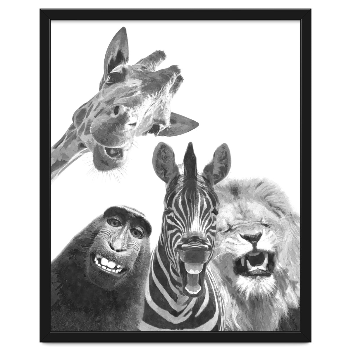 Black and White Jungle Animal Friends