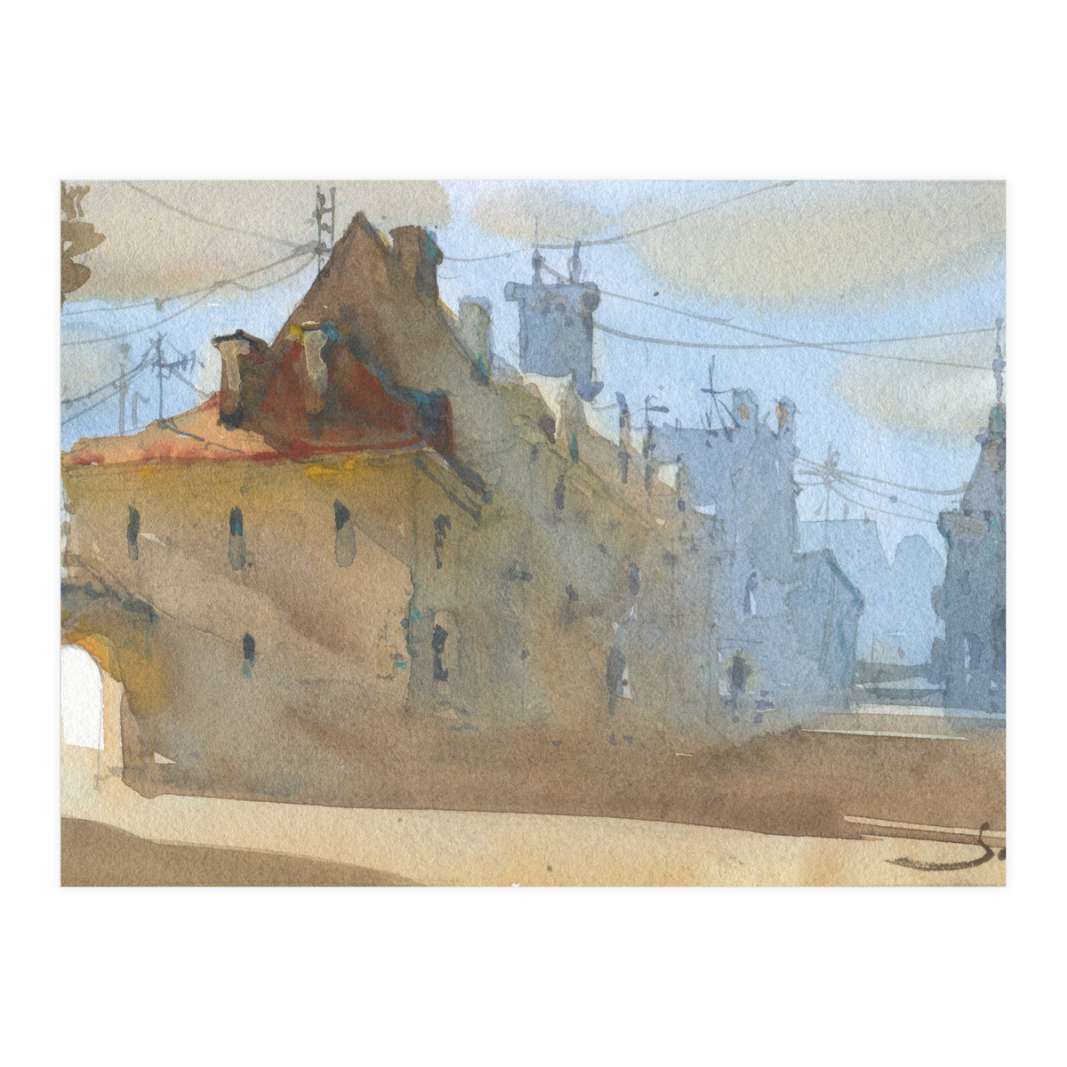 Old Town Warsaw. Watercolor painting. (Print Only)