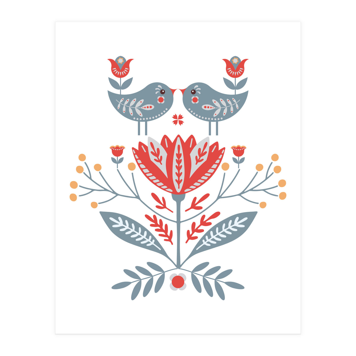 Scandinavian Folk Birds & Flowers (Print Only)