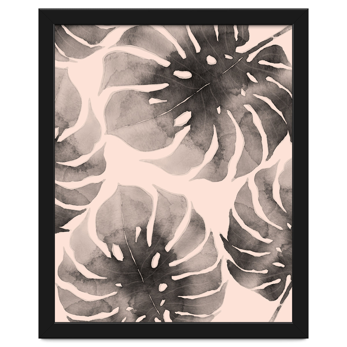 Monstera pink and gray watercolor