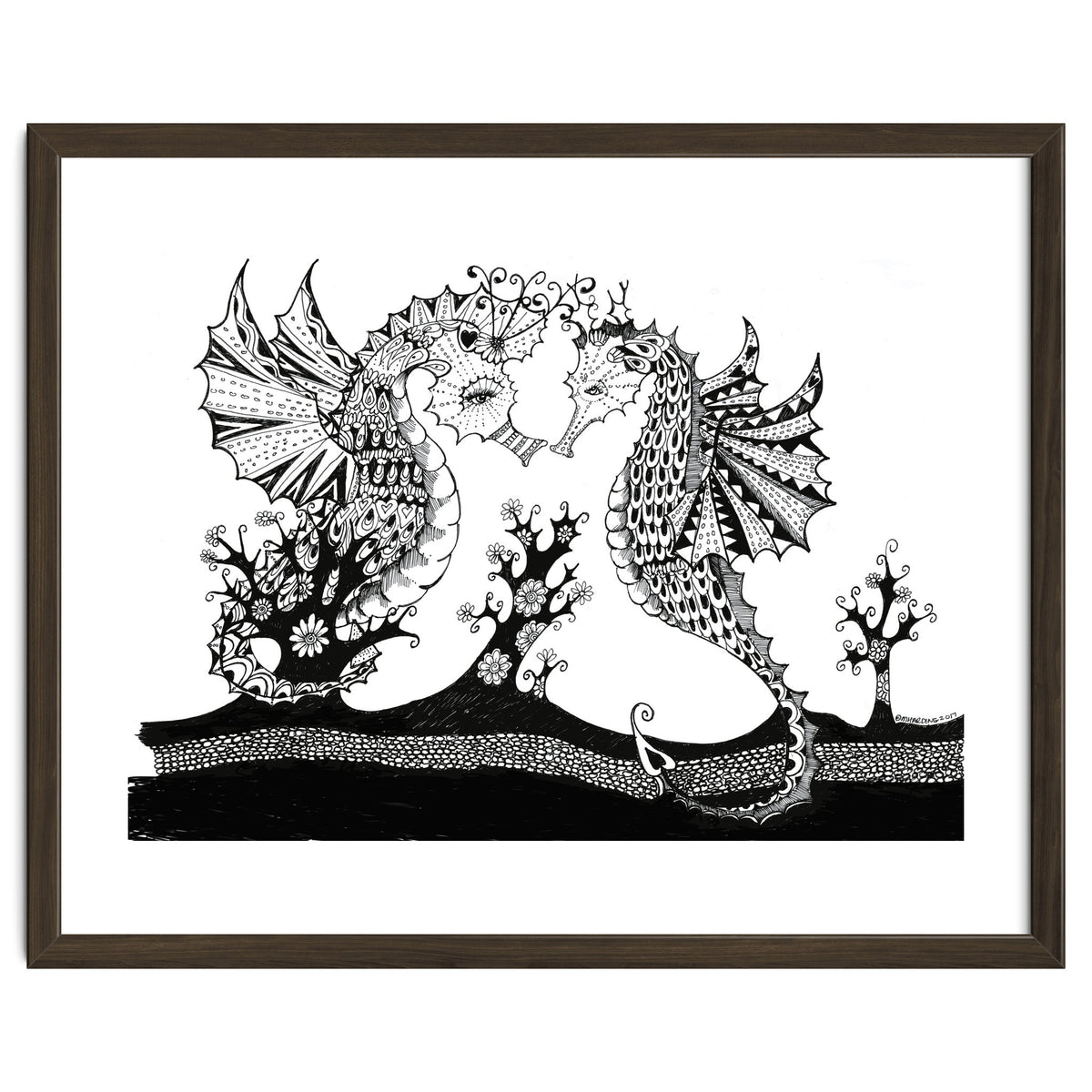 Seahorse Dragons Love Illustration