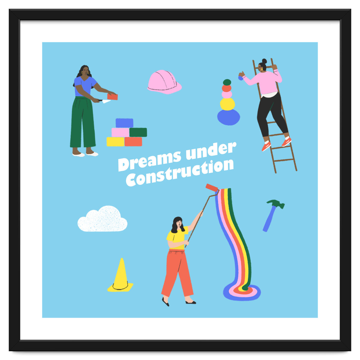 Dreams Under Construction Square Blue